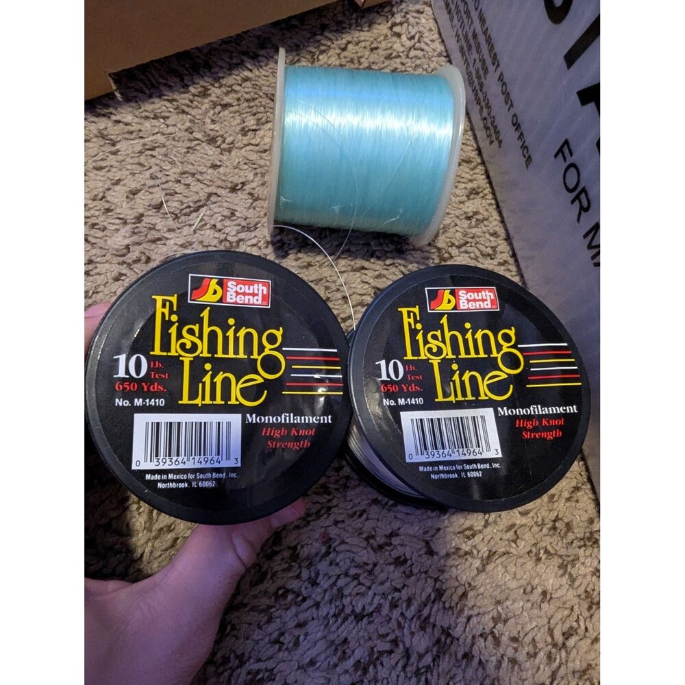 Lot of 3 Monofilament Fishing Line Spools - South Bend 10 lb Test 650 Yds